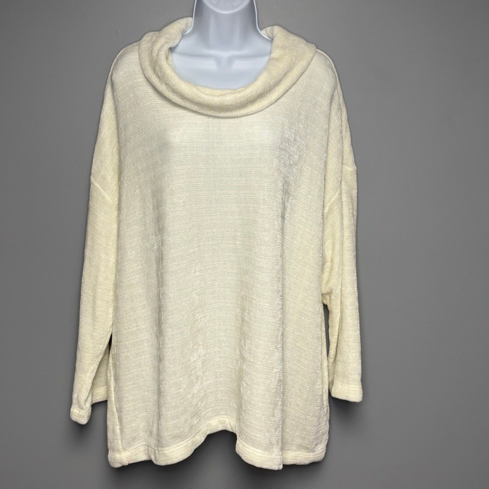 J. Jill Ivory Minimalist Cowl Neck Cozy Relaxed Knit Sweater Womens‎ Plus 2X